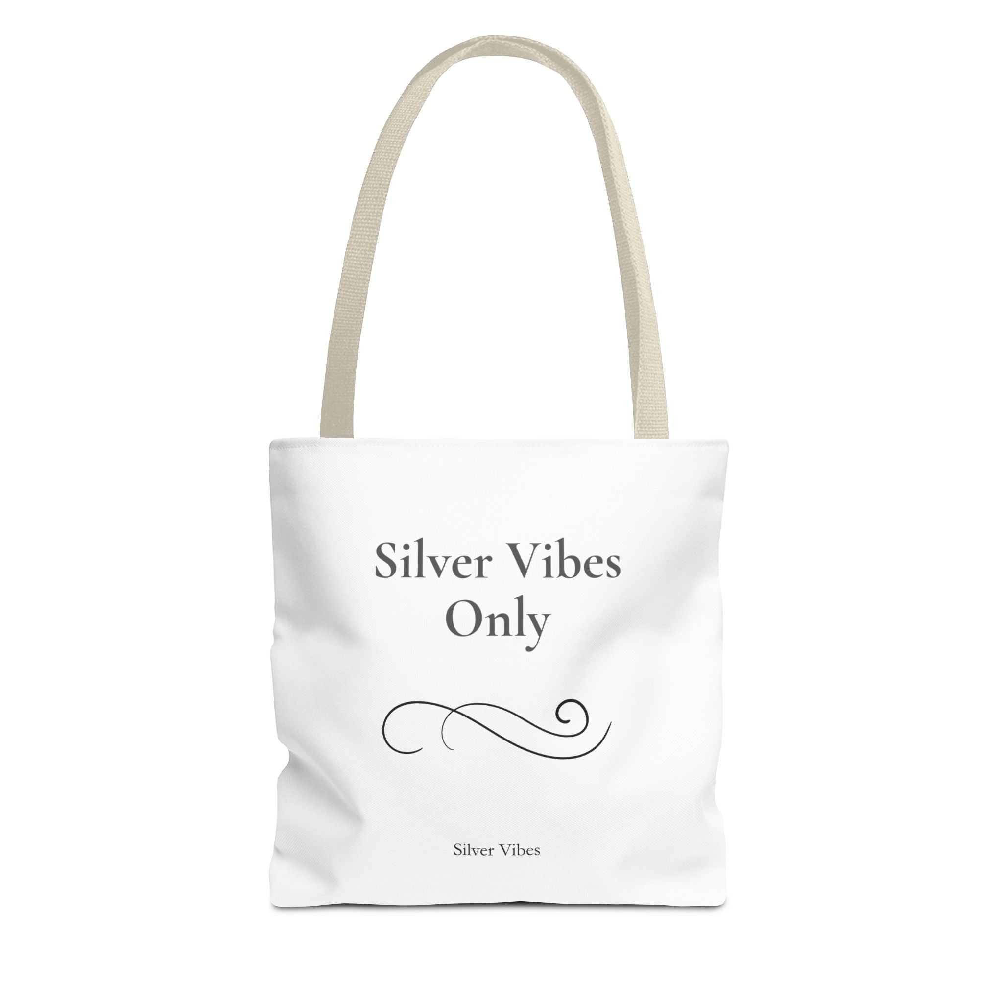 "Silver Vibes Only" Tote Bag — Elegant Minimalist Reusable Shopper