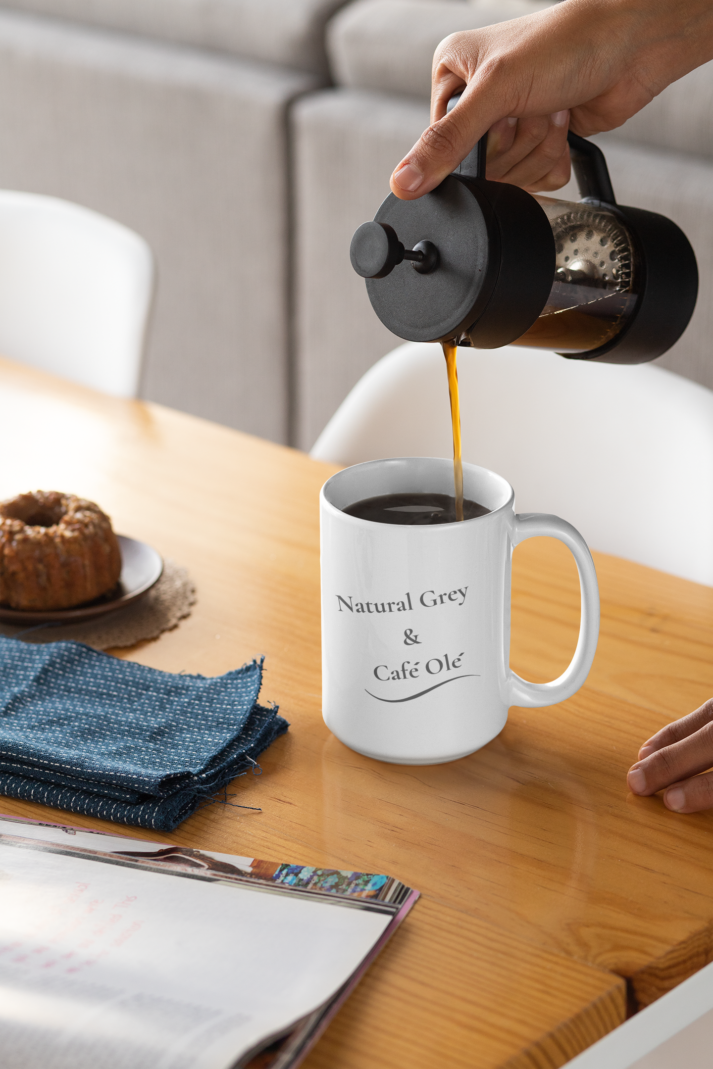 Ceramic Mug - "Natural Grey & Cafe Ole". (11oz, 15oz)