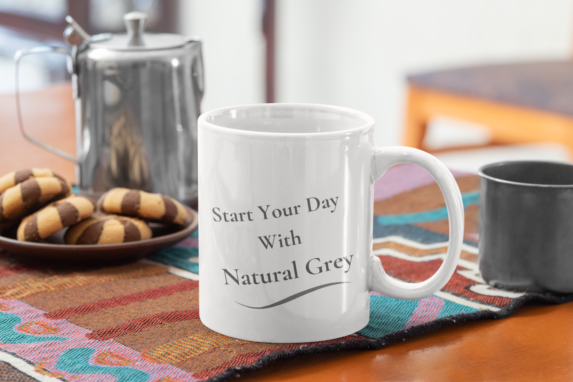 Ceramic Mug - "Start Your Day with Silver & Grey"  (11oz/15oz)