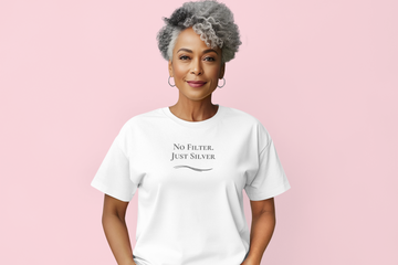 “No Filter Just Silver” -Women's short-sleeve Tee