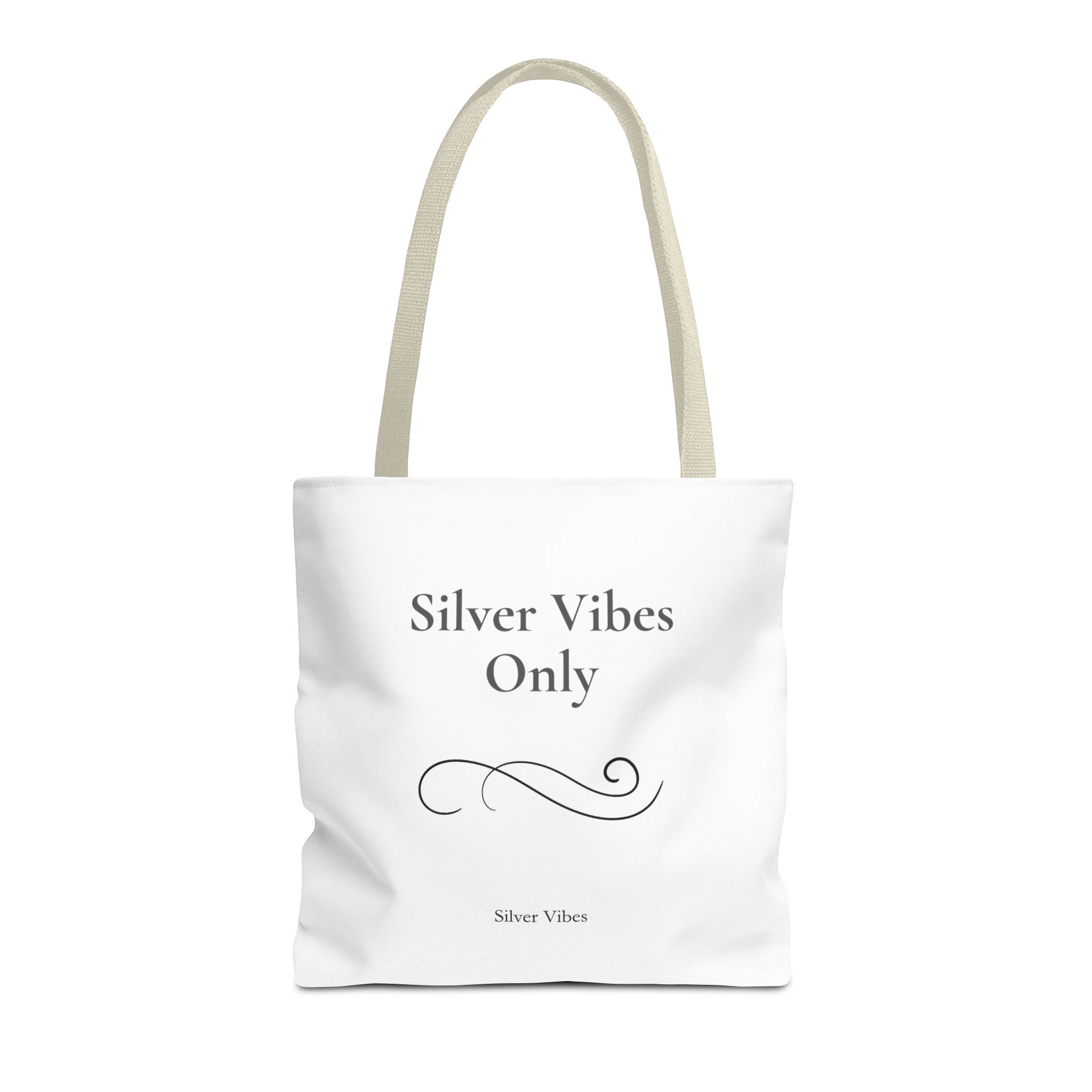 "Silver Vibes Only" Tote Bag — Elegant Minimalist Reusable Shopper