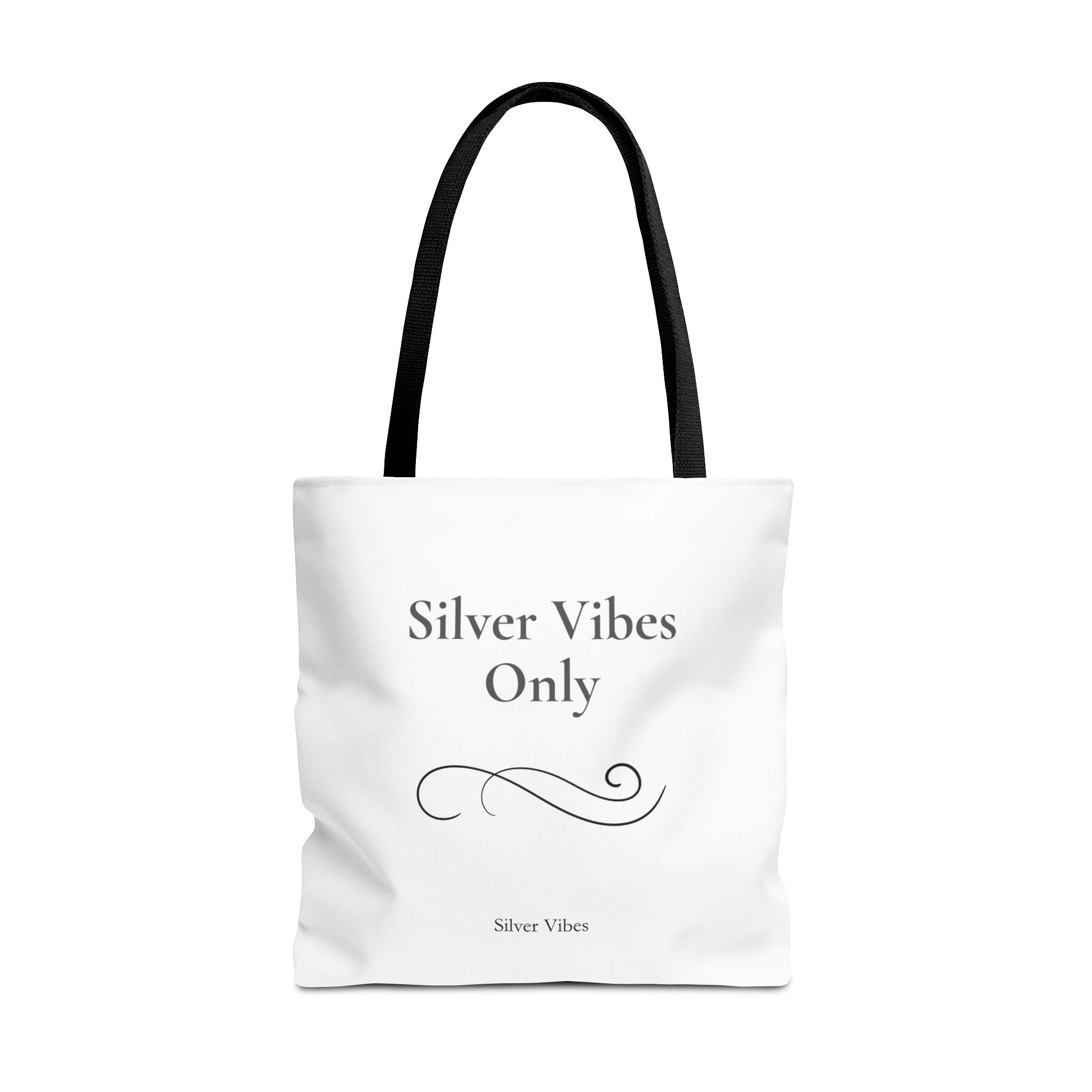 "Silver Vibes Only" Tote Bag — Elegant Minimalist Reusable Shopper
